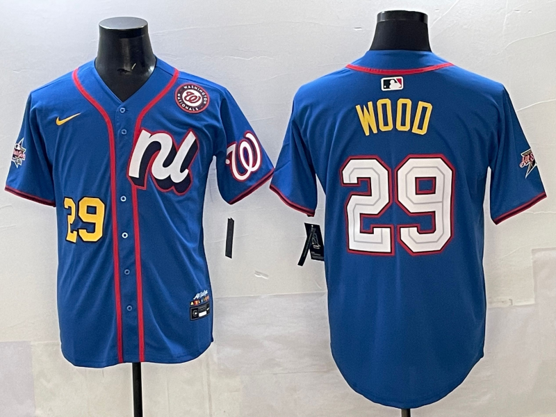 Men 2025 Washington Nationals #29 Wood blue MLB All Star Nike jersey style 3->washington nationals->MLB Jersey